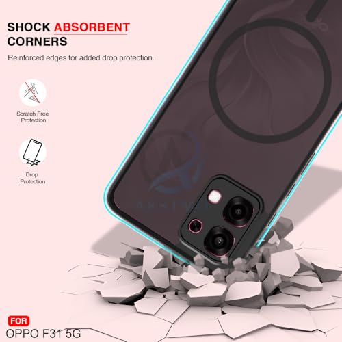 Image of AESTMO Oppo F31 / F33 5G Back Cover | 360 Protection | Matte Frosted Hard Back Translucent | Compatible with MagSafe Accessories (MagSafe Matte Hard Black Bumber)