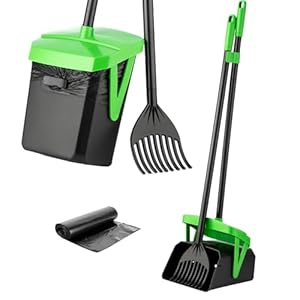 Pooper Scooper Swivel Bin Rake with 20 Waste Bags Dog Pooper Scooper with Bag Attachment for Large Medium Small Dogs Poop Scooper with Lid for Lawn Yard Dog Kennel