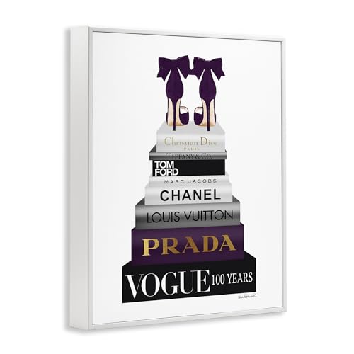 Image of Fashion Designer Shoes Bookstack, 11 x 14 Inch Framed Giclee Print