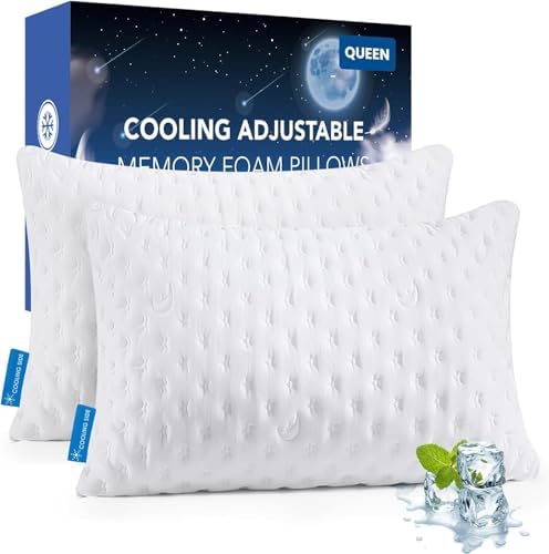 Luxury Adjustable Shredded Memory Foam Cooling Sleeping Pillows, ...