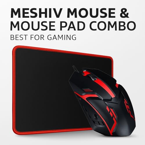 Image of Mouse and Mouse pad Combo for Laptop PC | USB 2.0 Wired RGB Gaming Mouse with 1200 DPI I 4 Color LED Backlight Light I PVC Cable with 1.5M Length, 3 Buttons, 1 Year Warranty (Black)