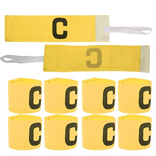 Cyrank Brazalete de capitán de fútbol, ​​10 Uds., Brazalete elástico de capitán de fútbol, ​​Bandas Ajustables de Nailon para Jugadores de Baloncesto para jóvenes Adultos(Amarillo)