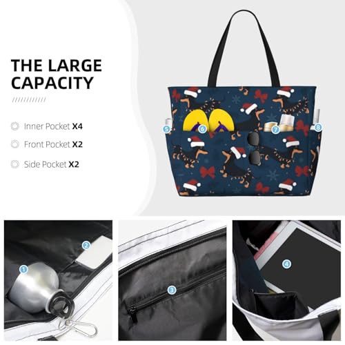 Dachshund Dog Puppy No.1032 Large Beach Bag Waterproof Sandproof Swim Tote Pool Bag For Women With Zipper2
