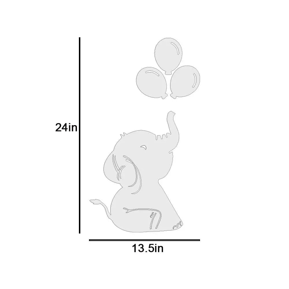 DEKORSTATION Baby Elephant Playing with Balloon Wooden Decorative Backlit for Kids Room Décor 3