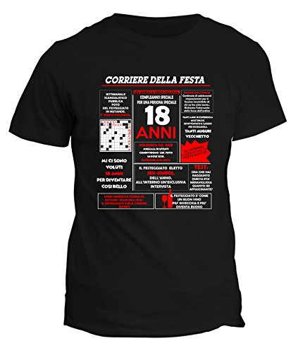 fashwork Tshirt Compleanno 18 Anni corriere della Festa - Compleanno ricorrenze - Humor Idea Regalo - in Cotone by