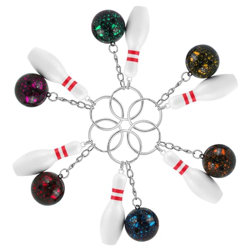 HO-SFSM 6 Stück Mini Bowling Schlüsselanhänger, Bowling Pins Kugel...