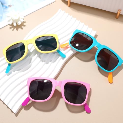 Toyvian 6 Pack Folding Kids Sunglasses Bulk, Neon Sunglasses Bulk with UV400 Protection Eyewear Fun for Birthday Summer Pool Party Supplies Goody Bag Fillers Easter Basket Stuffers3