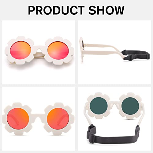 Flexible Bendable Baby Polarized Flower Sunglasses with Strap for Newborn Infant Boys Girls Age 0-24 Months3