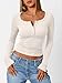 Trendy Queen Long Sleeve Shirts for Women Henley Ribbed Fall Tops Dressy Business Casual Teen Girl Winter Cute Basic Tees Beige M