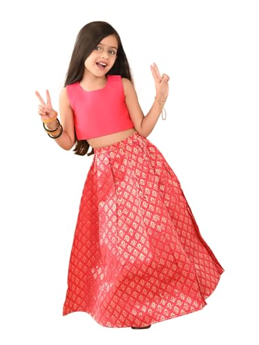 LILPICKS Batik Printed Sleeveless Lehenga Choli Set for Girls (Pink) (11-12Y) Deal