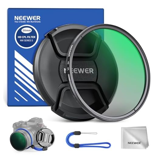 NEEWER 58mm CPL Filter mit Objektivdeckel, mehrfach beständiger, nanobeschichteter Zirkularer Polarisationsfilter mit optischem HD Glas für Kameraobjektive, Polfilter reduziert Reflexionen Blendung