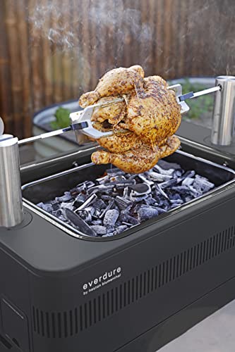 Everdure By Heston Blumenthal Fusion 29-Inch Charcoal Grill With Patented Built-In Rotisserie System & Quick Electric Ignition, Outdoor Bbq Grill, Adjustable Rod Height, Easy Clean-Up, Matte Black #TOP7