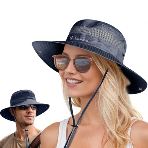 J.FÃ©e Dark Blue Foldable Sun Hats for Women, Women's Summ