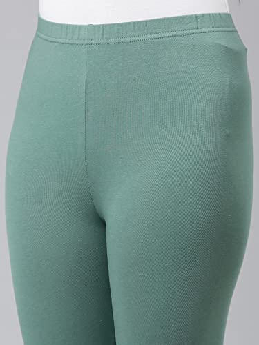 Image of GO COLORS Girls Solid Mid Rise Slim Fit Cropped Leggings