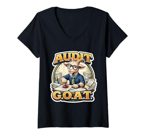 Mujer Auditoría Goat Contador Divertido Contador Juego de Palabras Broma de Contabilidad Camiseta Cuello V