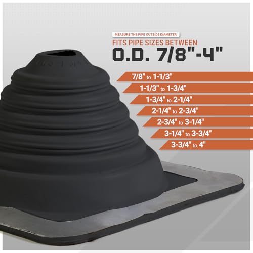 Image of Fasteners Plus #2 Square EPDM Metal Roof Pipe Flashing Boot