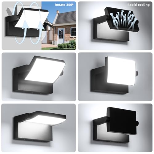 GXXG Outdoor Wall Lights 40W 350 ° Adjustable Modern Security Commercial Exterior Wall Mount Fixture 6000K Waterproof Black Floodlights Yard Wall Mount Garage Barn Yard Lights by GXXG - Image 2