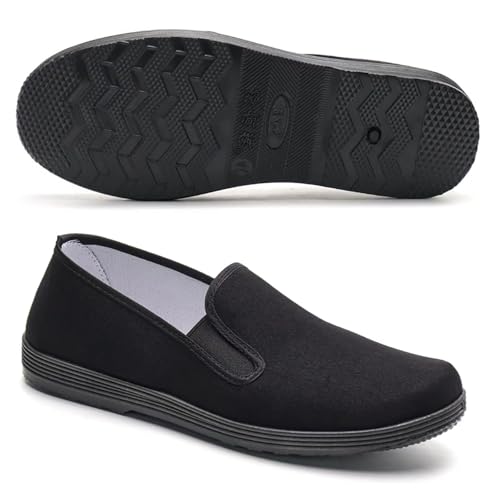 Zapatos de Tela para Artes Marciales Calzado Tradicional Chino de Tai chi y Kung fu Zapatos de Lona para Hombres y Mujeres. Black EU Size 42