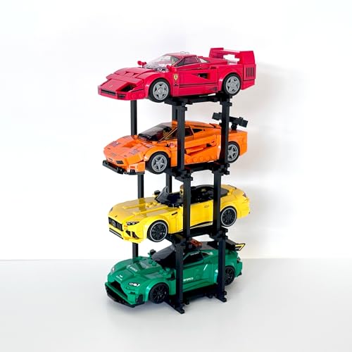 The Good Idea Soporte de exhibición para 4 vehículos Lego Speed Champions - Organizador elegante - Sin configuración de herramientas - Para coches de ladrillo