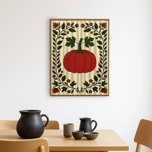 Lienzo decorativo de calabazas otoñales de 16x20 pulgadas para pared 2
