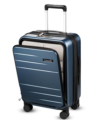 Carry On Luggage 22x14x9 Airline Approved, FLO-Core Expandable Polycarbonate Hard Shell Suitcase with Front Pocket, Built-in Dual TSA lock (FLO5, Blue, 20 Inch, 38L-42L)