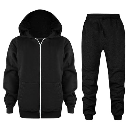 Survêtement fille noir 11-12 ans ensemble sport pull à capuche hiver