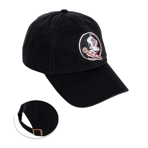 Desert Cactus Florida State University Baseball Hat Seminoles FSU Brimmed Embroidered Hats Cap Adjustable Cloth Strap Adult (Style D1) Black