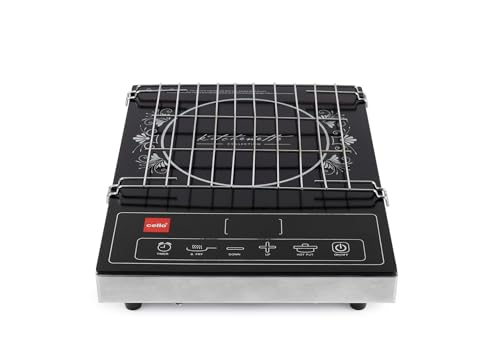 CELLO Blazing Venus Infrared Cooktop Stove 2200W Black | Crystal Glass Top Plate, Sensor Touch Controls, Customized Reset Menu, 11 Stage Power Settings | For Frying Boiling Grilling | 1 Year Warranty