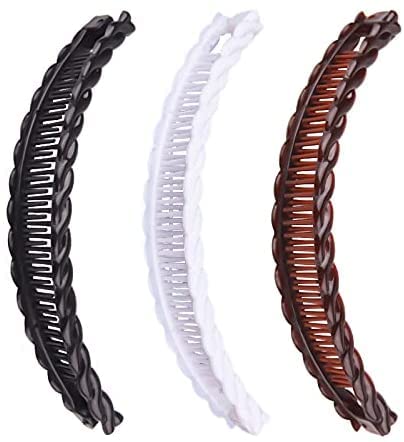 2 Pack One Black And One Brown Tort Banana Clips Fish Clips Long Hair Clips Banana Hair Comb Fish Grip Slide Hair Clips #TOP3