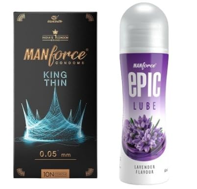 Manforce King Thin Ultra-Thin Unflavoured Condoms 10 Pieces & Manforce Epic Lavender Lubricant 60ml-image-40