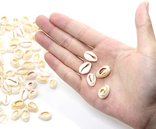 150pcs Craft Shells, BetterJonny 1.6-1.8cm Oval Spiral Shell Beads Natural Spiral Cowrie Shell Charms for DIY Jewelry Making or Deco Crafts