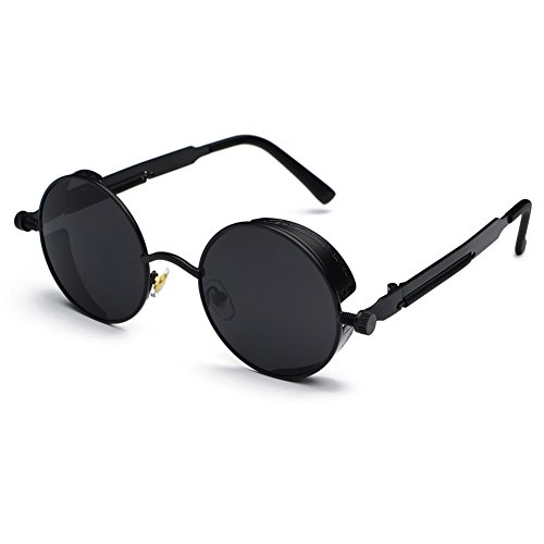 kachawoo Retro Round Sunglasses for Men Gift Women Metal Frame Sun Glasses Steampunk