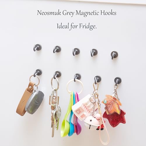 Image of Neosmuk Magnetic Hooks for Cruise Cabins, 30lb Heavy Duty, Grey, 6 Pack | Heavy Duty Strong Magnet Hook, Cruise Essentials 2026 for Hanging, Metal Wall Refrigerator Hangers