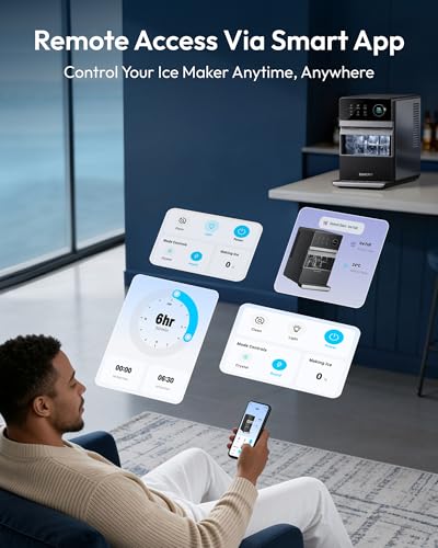 Image of EUHOMY 2'' Clear Ice Cube Maker Countertop with APP, 2 Square Ice Ready in 27 Mins for Whiskey, Slow-Melting & Self-Cleaning, 110 Pcs /Day, 24H Timer, Clear Ice Maker with Ice Tong for Home /Bar /Party