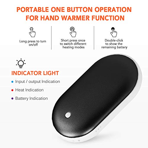 LAOJIA Aquecedores de mãos multifuncionais com função de banco de potência Winter Double Side Pocket