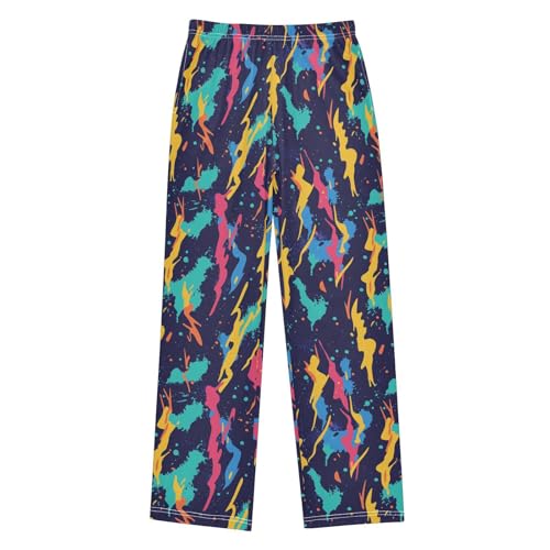 Boys' Pants Colorful Lightning Bolts Brush Long Bottoms Jogger Pants Elastic Waist Trousers with Pockets S-XL