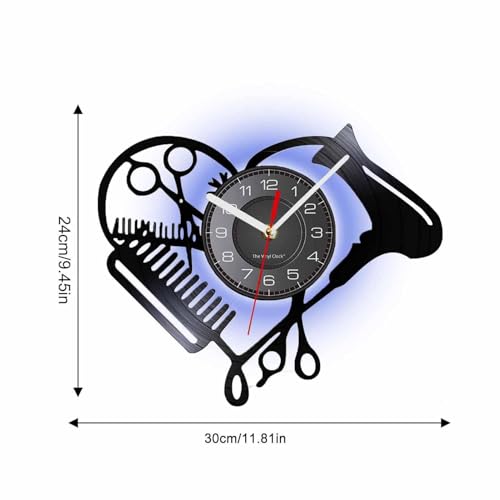 Horloge murale salon de coiffure montre décorative ciseaux