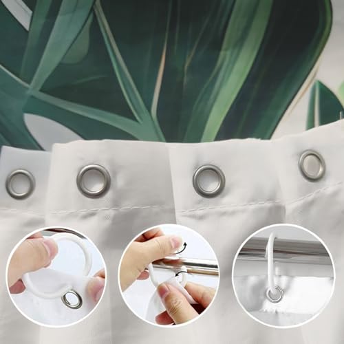 JINGYOU Shower Curtains Mould Mildew Proof Resistant, 3D HD Nature Green Leaves Bathroom Curtains - Image 3
