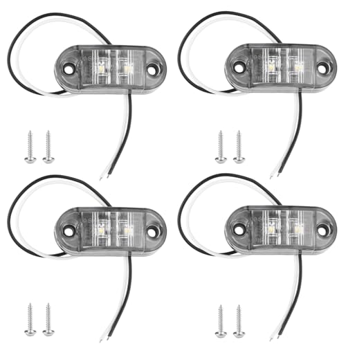 4 PCS Blanc IP65 12 V/24 V Ovale LED Latéraux Feux de Gabarit Ovale Étanche Eclairage de Position Avant et Arrière pour Remorque Camion Caravane Van Bus et Bateau Haute Visibilité Étanchéité