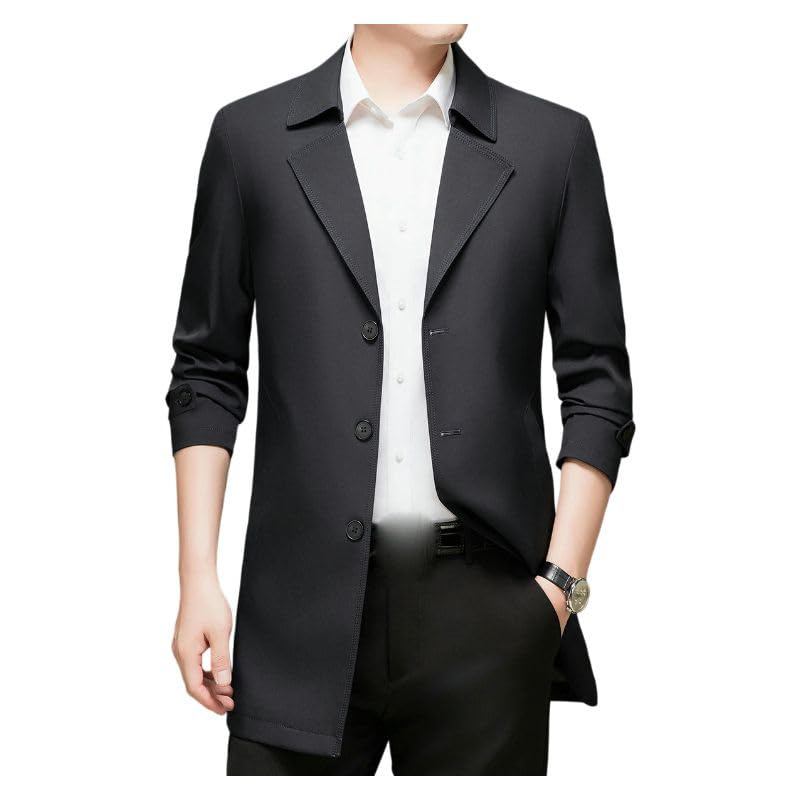 Gabardina para hombre de diseño ligero y corte largo con cuello blaze sofisticado 4