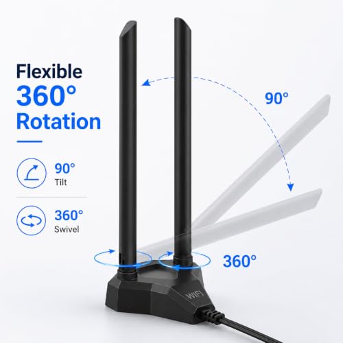 Miniatura 7 de Nelawya Antena Wifi 8dbi Doble Banda 2,4 Ghz, 5 Ghz Y 5,8 Ghz Conector Rp-Sma Con Base Magnética Compatible Con Router Wlan, Placas Base Pci, Router Inalámbricos Y Módulos Bluetooth