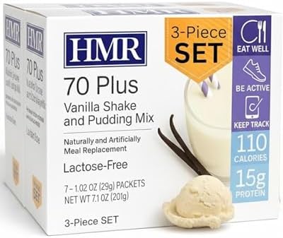 HMR 70 Plus Vanilla Shake & Pudding Mix, 15g Protein, 3 Pack