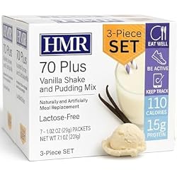 HMR 70 Plus Chocolate Shake & Pudding Mix | Meal Replacement Powder | Lactose-Free | 15g Protein | Easy to Make | Low Calorie (7.35 Ounce (Pack of 3), Vanilla)