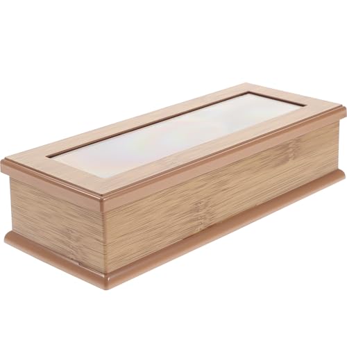 Genérico Caja de Palillos Reutilizable de Estilo Japonés Ventana Transparente y Base Antideslizante en Color Marrón para Organizar Cubiertos en Cocina