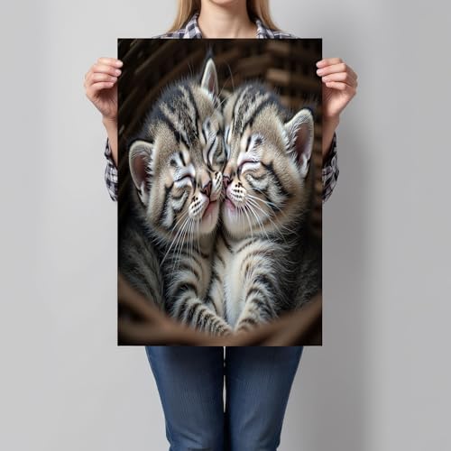 Toile Chaton Tigré GDJSMIN - Créez une Ambiance Cosy et Chaleureuse dans Votre Salon Brun