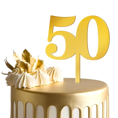 DOORIO Number 50 Cake Topper Gold 50th Birthday Cake Decoration
