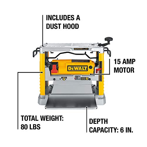 DEWALT Benchtop Planer, Single Speed, 15-Amp, 12-1/2-Inch (DW734)
