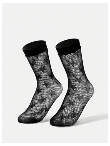 Image of SHENHE Women's Sheer Fishnet Rhinestone Hollow Out Thin Mid Calf Anklet Crew Socks