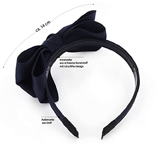 axy Headband with Large Bow 14 cm x 7 cm - Beautiful Women's Headband Hair Accessories Hair Band HRS3 (Black Blue) - Image 4