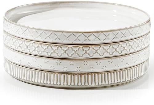 getstar 8” Ceramic Dinner Plates, Set of 4, Microwave & Dishwashe...